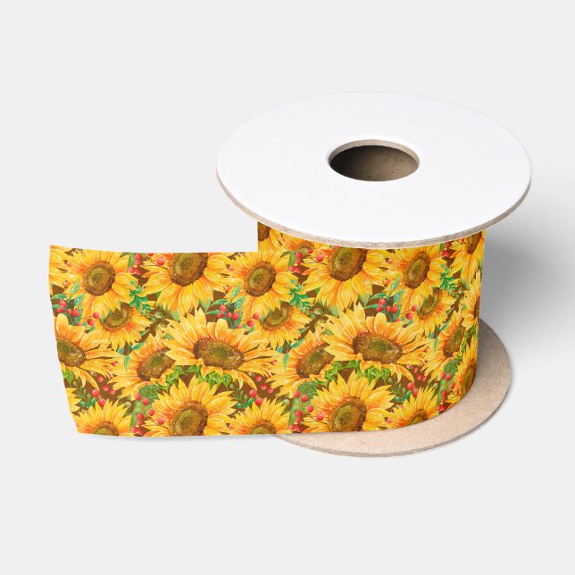 Ruban En Satin Ruban de tournesols d'été (Bobine)