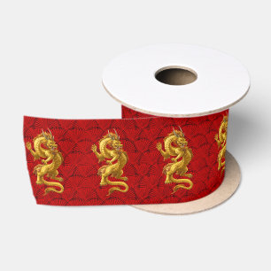 Ruban En Satin Ruban d'enveloppement de dragon d'or chinois