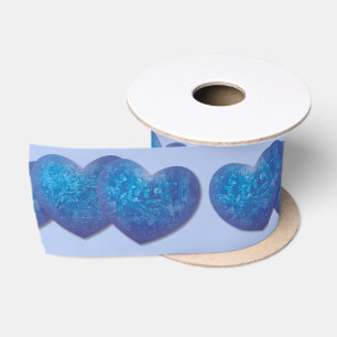 Ruban En Satin Ruban des coeurs bleus d'Icy