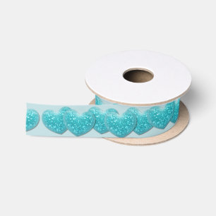 Ruban En Satin ruban des coeurs océaniques turquoise