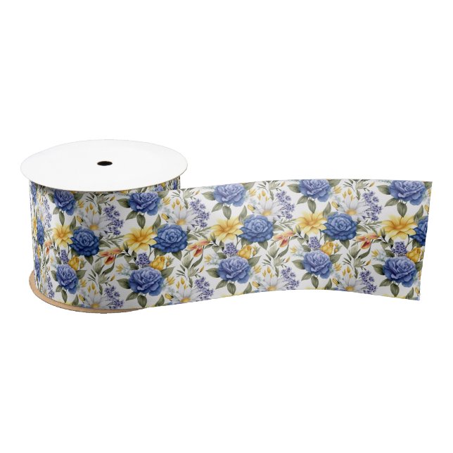 Ruban En Satin Ruban d'impression florale en satin (Bobine)