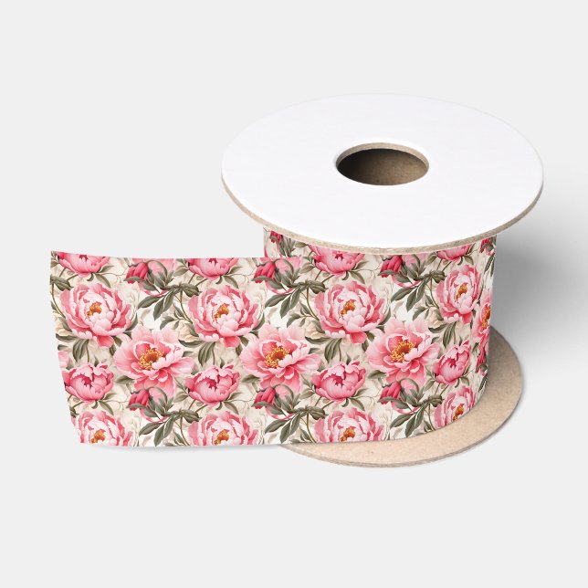 Ruban En Satin Ruban d'impression florale en satin (Bobine)