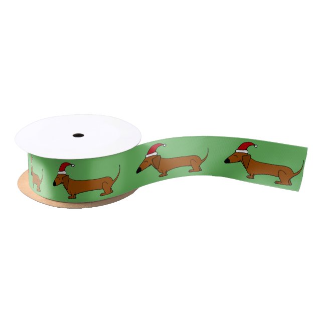 Ruban En Satin Ruban drôle de Noël de chien de teckel (Bobine)