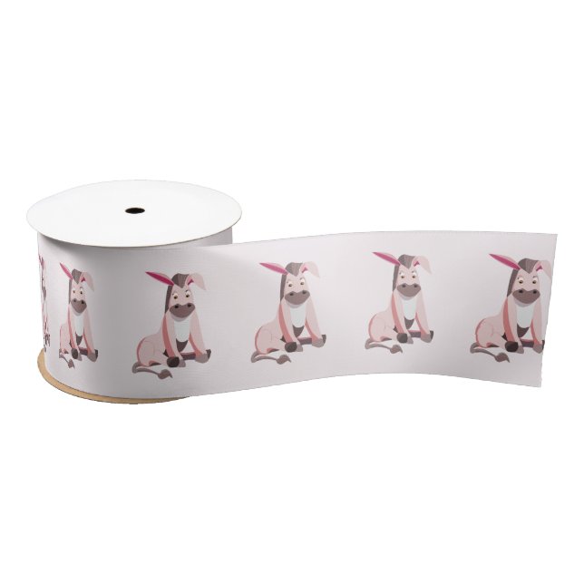 Ruban En Satin Ruban drôle rose âne rose (Bobine)