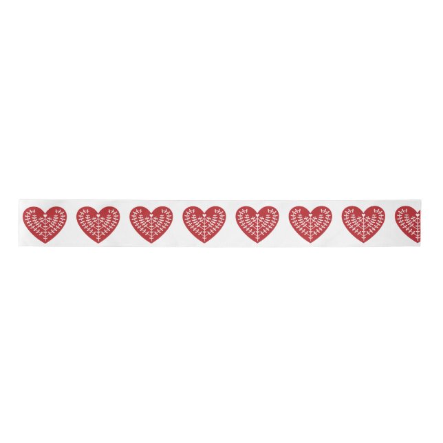 Ruban En Satin Ruban du coeur rouge scandinave (Devant)