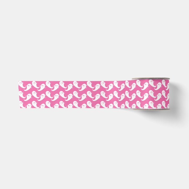 Ruban En Satin Ruban éffrayant Ghost Motif rose Halloween (Devant)