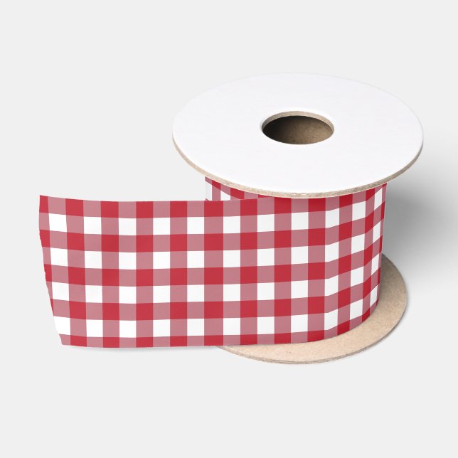 Ruban En Satin Ruban en vichy blanc et rouge classique (Bobine)