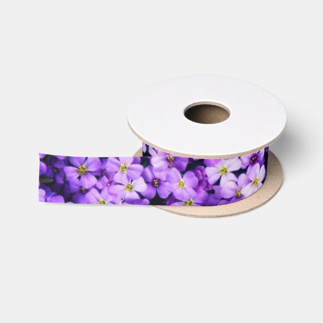 Ruban En Satin Ruban Fleurs violettes (Bobine)
