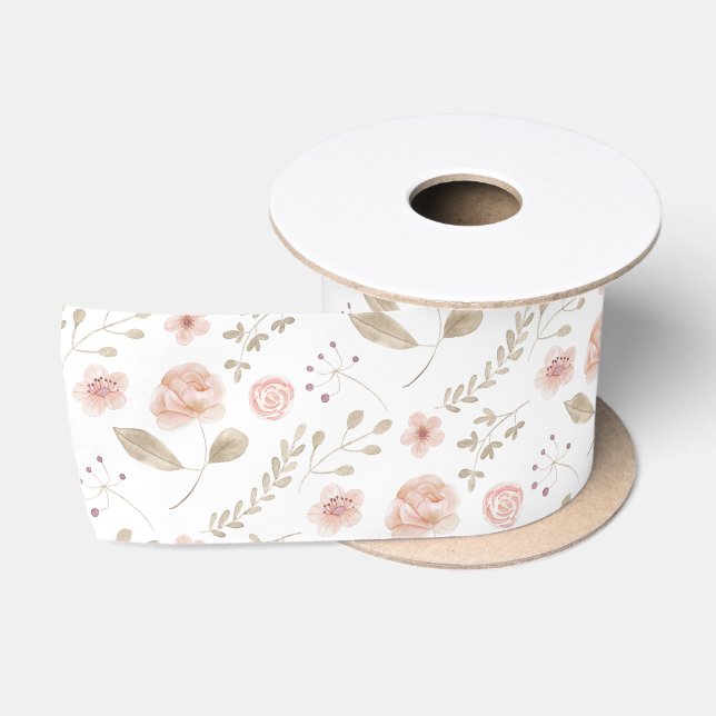 Ruban En Satin Ruban floral aquarelle (Bobine)