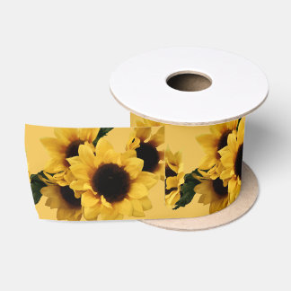 Ruban En Satin Ruban floral de tournesol jaune