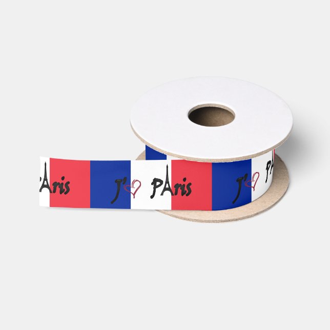 Ruban En Satin ruban français de drapeau de Paris de j'aime (Bobine)