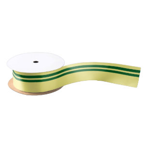Ruban En Satin Ruban jaune avec deux bandes vertes