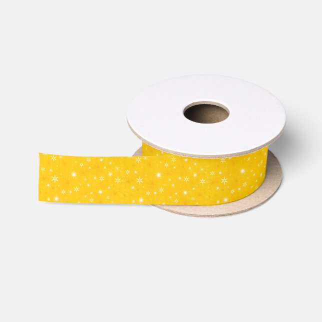 Ruban En Satin Ruban jaune avec étoiles (Bobine)