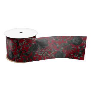 Ruban En Satin Ruban Mariage gothique Rose rouge et noir