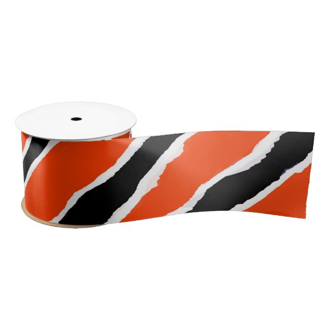 Ruban En Satin Ruban noir et orange de bande de tigre (Bobine)