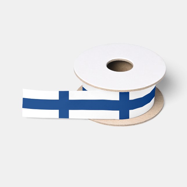 Ruban En Satin Ruban patriotique avec drapeau de la Finlande (Bobine)