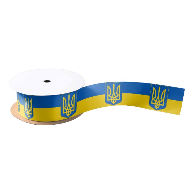Ruban En Satin Ruban patriotique avec drapeau de l'Ukraine (Bobine)