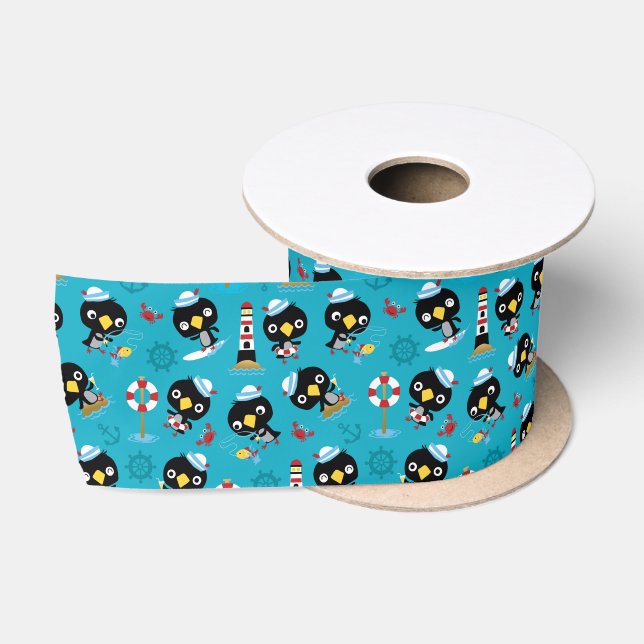 Ruban En Satin Ruban Penguin Marine Life (Bobine)