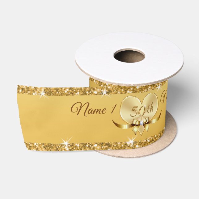 Ruban En Satin Ruban personnalisé du 50e anniversaire ou toute an (Bobine)