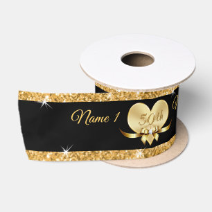 Ruban En Satin Ruban personnalisé du cinquantième Mariage anniver
