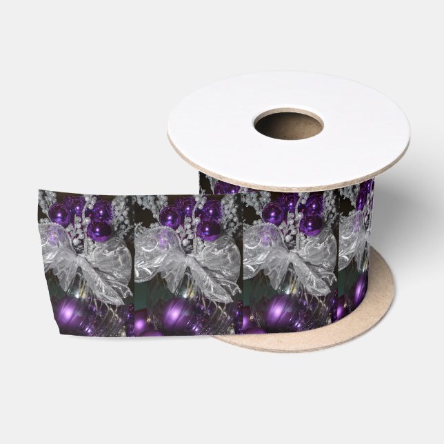 Ruban En Satin Ruban pourpre de Noël (Bobine)