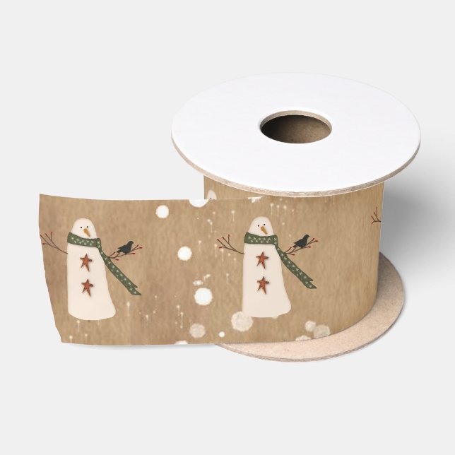 Ruban En Satin Ruban primitif de bonhomme de neige (Bobine)