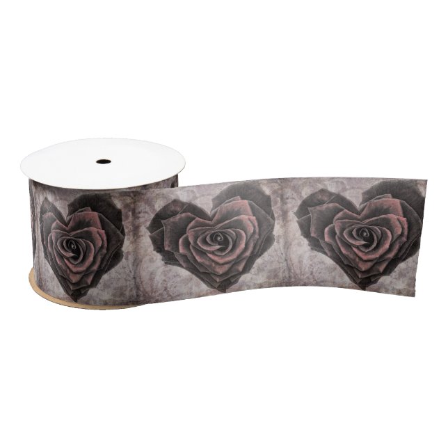 Ruban En Satin ruban rose du coeur de goth (Bobine)
