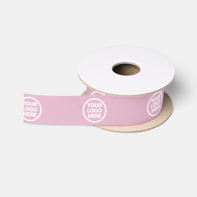 Ruban En Satin Ruban rose personnalisé avec logo d'entreprise (Bobine)
