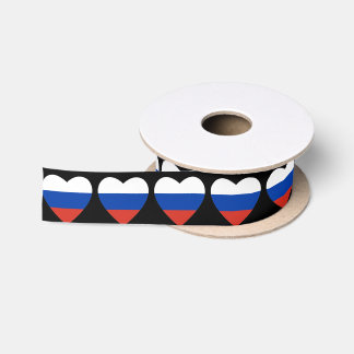 Ruban En Satin Ruban russe de satin de drapeau de coeur