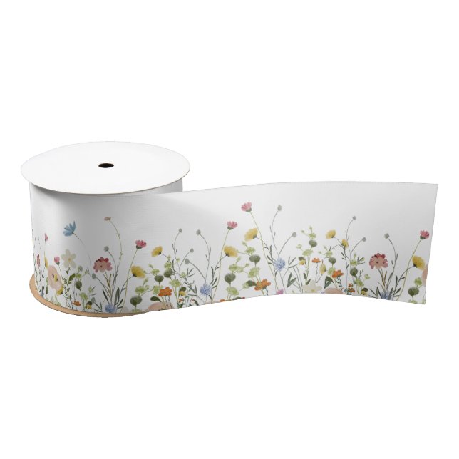 Ruban En Satin Ruban Satin fleur sauvage, Fleurs de champs d'été (Bobine)