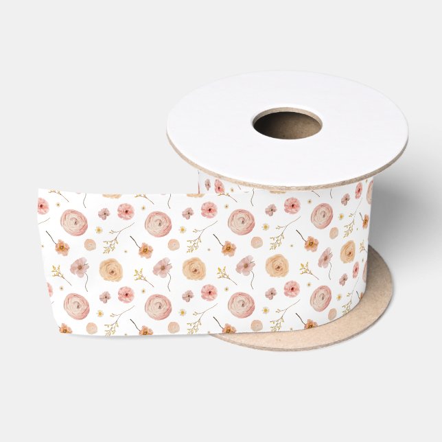 Ruban En Satin Ruban Satin fleur sauvage, Fleurs de champs d'été (Bobine)