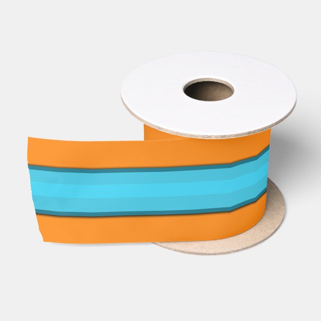 Ruban En Satin Ruban satiné Aqua Orange Large Stripes (Bobine)