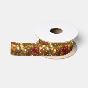 Ruban En Satin Ruban satiné de Noël étincelant
