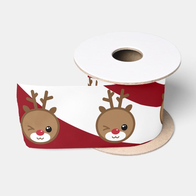 Ruban En Satin Ruban satiné Kawaii Reindeer (Bobine)