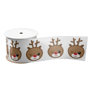 Ruban En Satin Ruban satiné Kawaii Reindeer