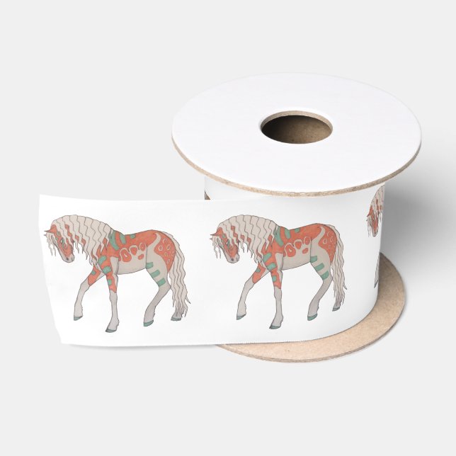 Ruban En Satin Ruban stylisé de cheval (Bobine)