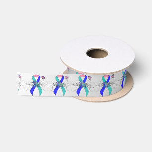Ruban En Satin Ruban turquoise/rose/bleu avec papillon