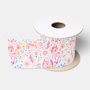 Ruban En Satin Ruban Unicorne rose