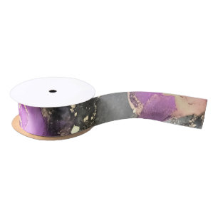 Ruban En Satin Ruban unique Abstrait Black Gold Purple