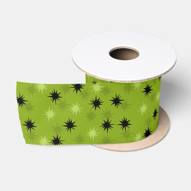 Ruban En Satin Ruban vert atomique de satin de Starbursts (Bobine)