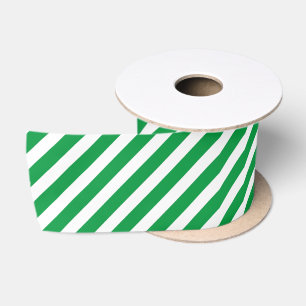Ruban En Satin Ruban vert et blanc de rayure de sucre de canne