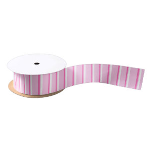 Ruban En Satin Ruban vertical rayé rose bonbon
