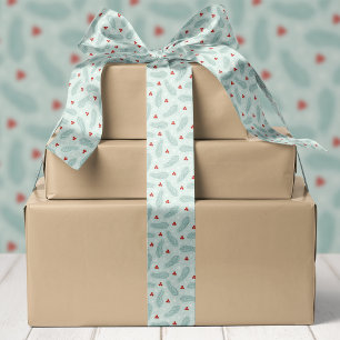 Ruban En Satin Rubans de Noël à motif d'aiguilles de pin et de ba