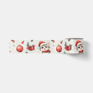 Ruban En Satin Rubans de satin pour Noël avec de mignons chatons