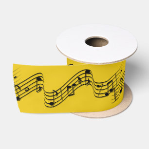 Ruban En Satin Rubans en satin doré larges avec notes de musique 