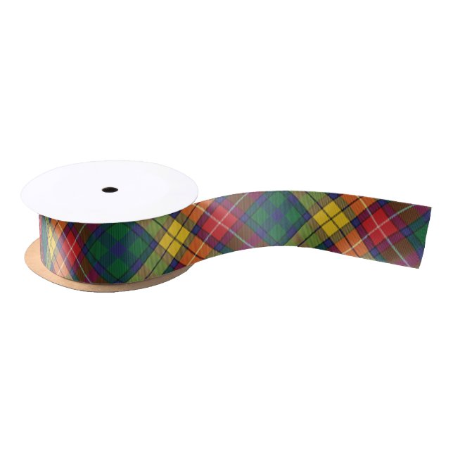 Ruban En Satin Russe Plaid Rouge Vert Jaune Buchanan Tartan (Bobine)