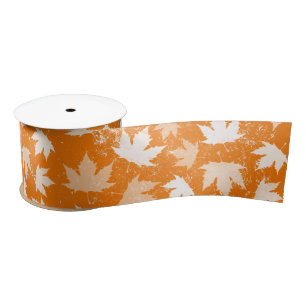 Ruban En Satin Rustique Automne Feuilles Motif