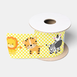 Ruban En Satin Safari Animaux sauvages et En vichy