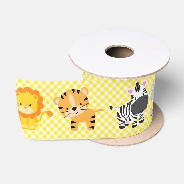 Ruban En Satin Safari Animaux sauvages et En vichy (Bobine)