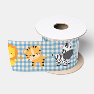 Ruban En Satin Safari Animaux Sauvages Sur En vichy